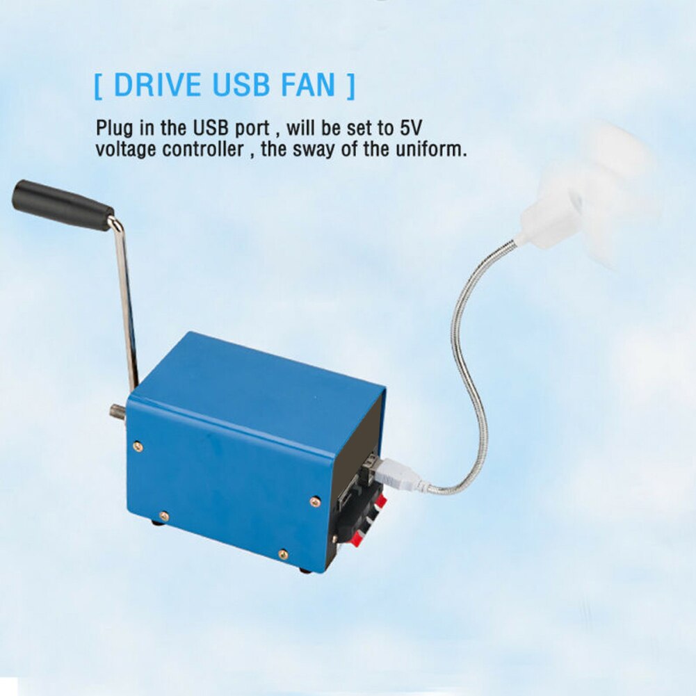Cargador de dinamo portátil de alta potencia, generador USB de manivela manual de emergencia