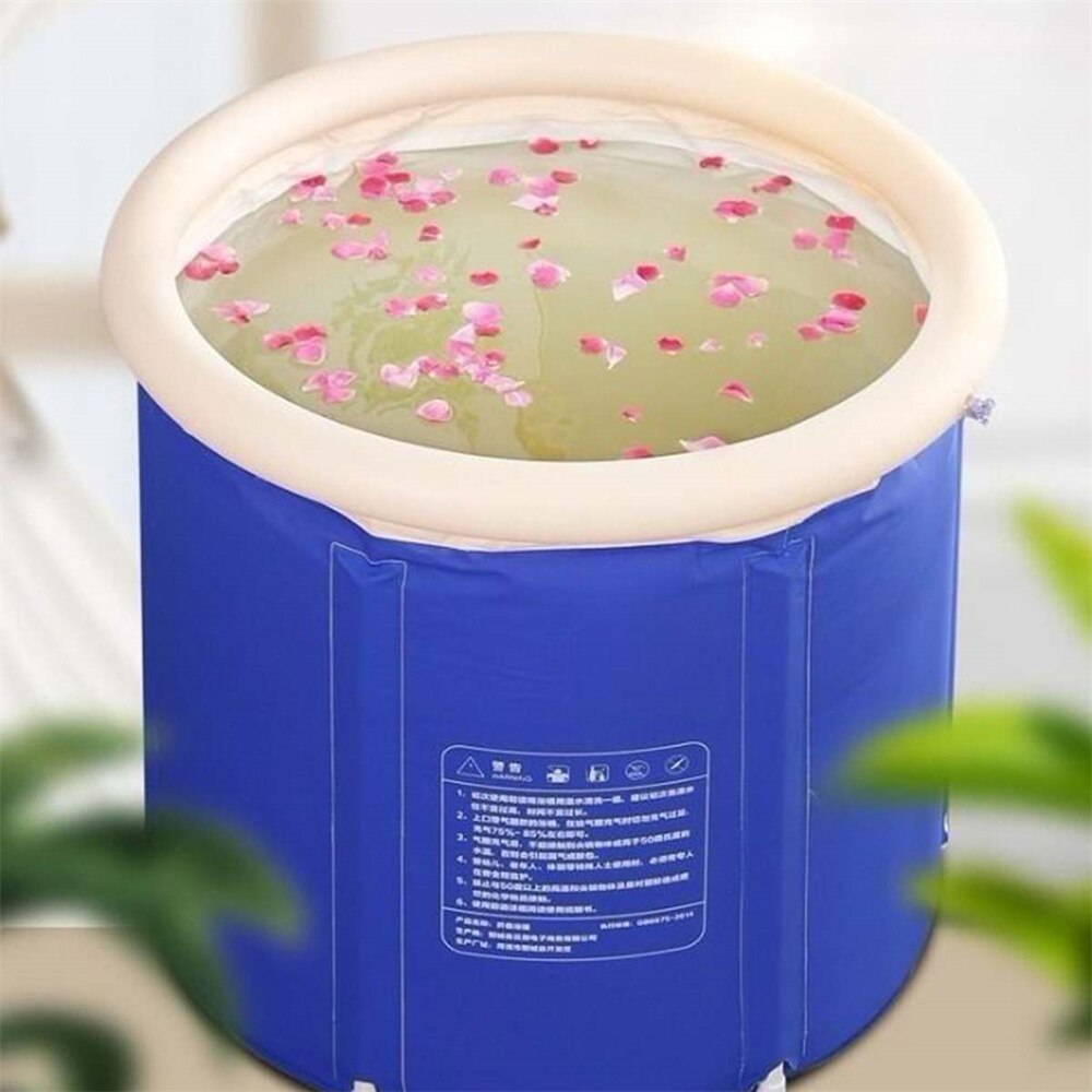 Unisex Portable Foldable PVC SPA Bathtub Freestanding Inflatable Bathtub for Adult , 29.5 Inch Deep Blue Bath Tub