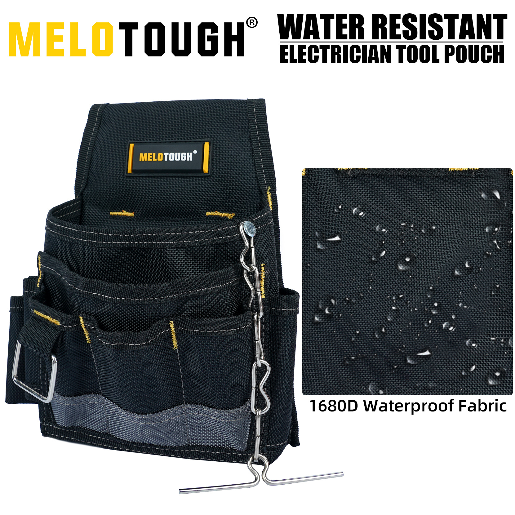 MELOTOUGH Elektriker-Werkzeugtasche, Werkzeuggürteltaschen mit Gürtelclip, Isolierbandkette, mehrere Taschen, Werkzeug-Organizer