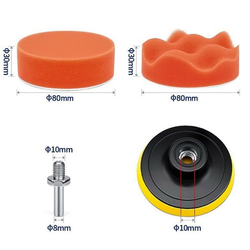 Esponja de lavado de coche, almohadillas de pulido de encerado, adaptador de taladro, lavado de coche, limpieza de detalles automáticos, 3 pulgadas, 11 unids/lote