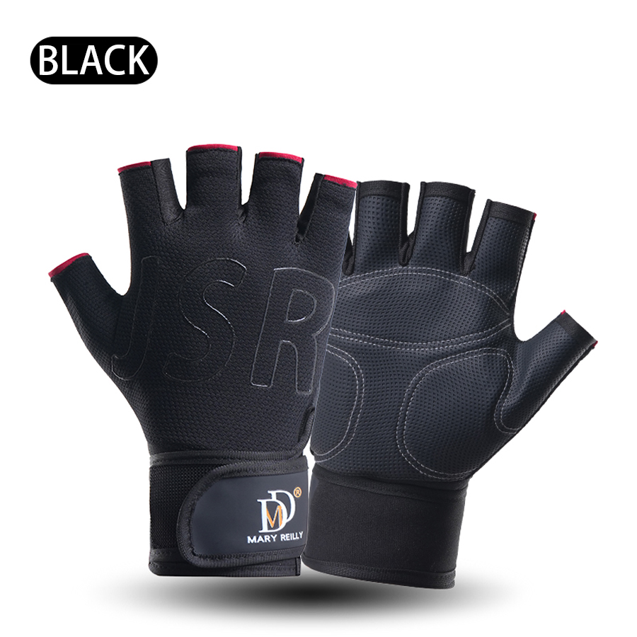Guantes de ciclismo de Gel de medio dedo, antideslizantes, antisudor, guantes de bicicleta de carretera para hombres, guantes de Mtb, equipo de ciclismo de Gel de medio dedo: Negro / L