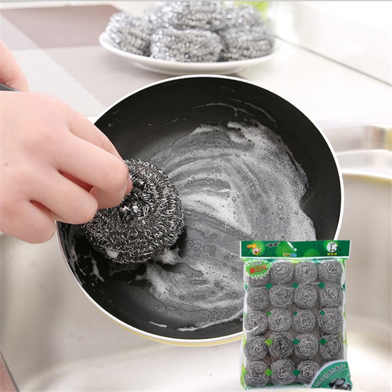 Saim Kitchen Wire Cleaning Ball Wash Pan Stainless Steel Wire Balls Kitchen Cleaning Brush Pot Cleaning Ball 20 pcs/pack JJ50777