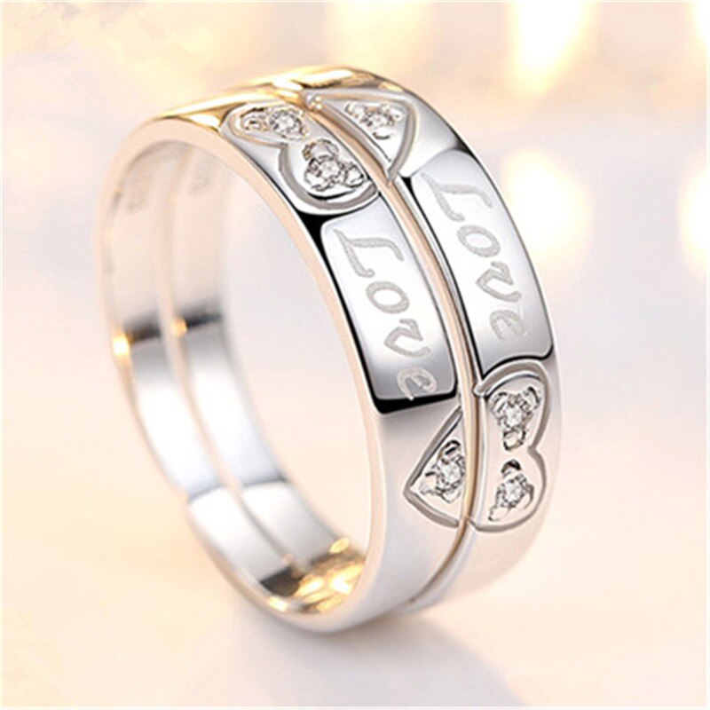 Herz Form Paar Ring Frauen Männer Vintage-Schmuck Silbrig Ringe Für Frauen Einzustellen Liebhaber Ring Weibliche Hochzeit Ringe Herren