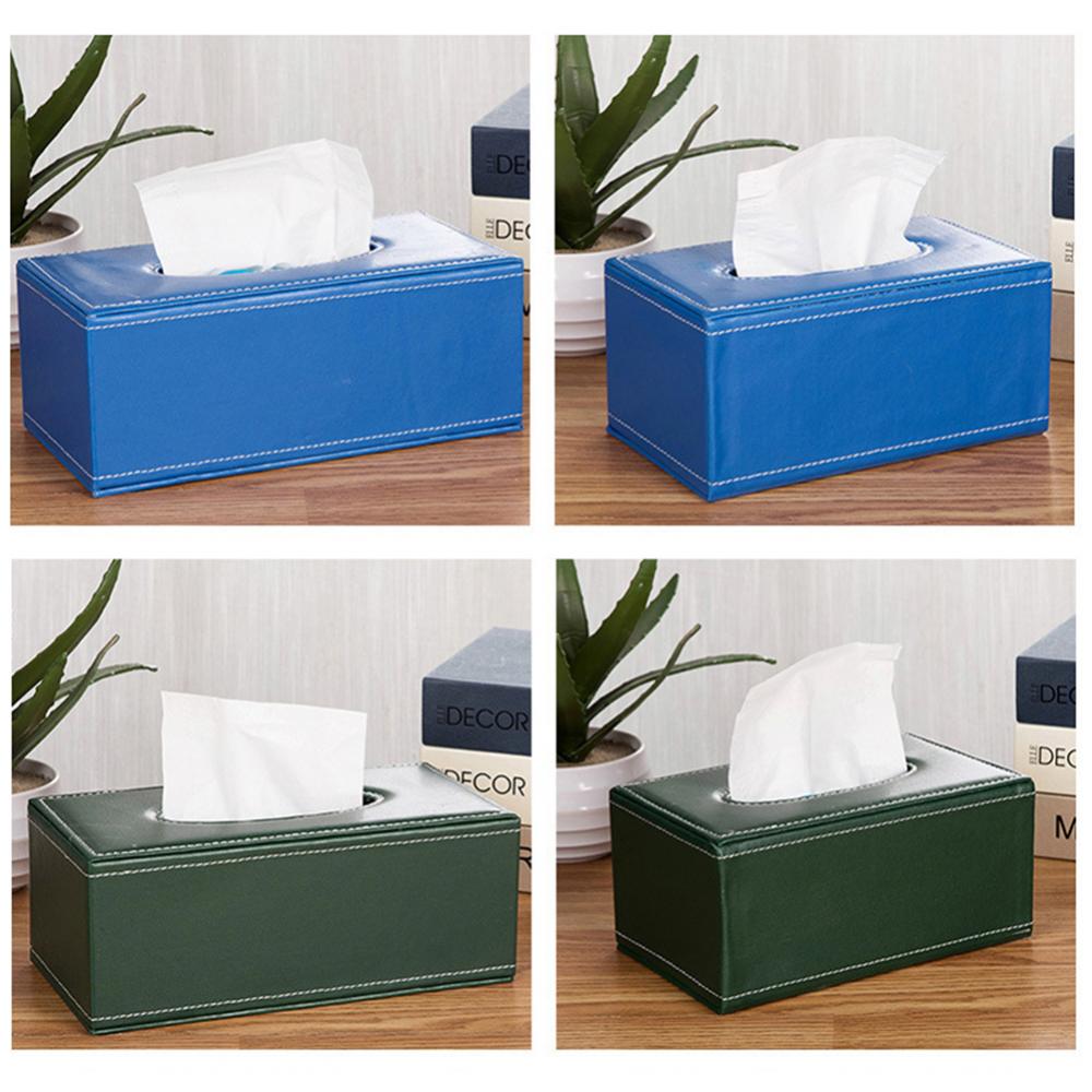 Household Faux Leather Tissue Box Car Tissue Paper Holder Storage Case Hotel Restaurant Paper Towel Dispenser