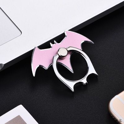 Bat Finger Ring HolderCell Mobile Phone Desktop Stand Mount For iPhone 11X 8 7 XS Bat Metal Smartphone 360 Degree Desk Holder: Pink