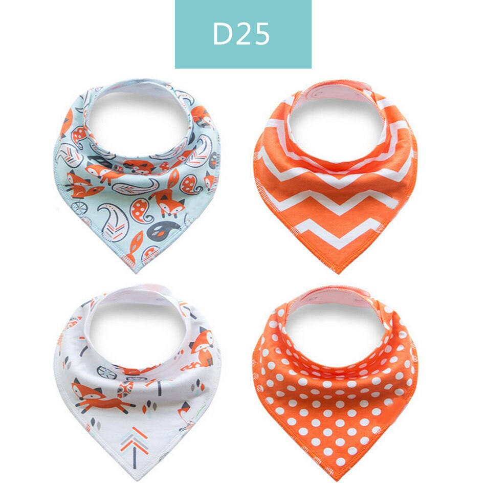 Gelukkig Fluit 4 Stuks Set Baby Kids Peuter Voeden Bandana Slabbetjes Speeksel Handdoek Driehoek Hoofddoek