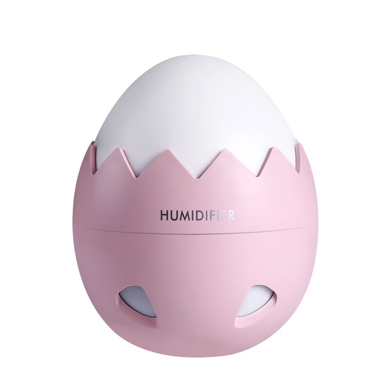 Car air freshener Eggshell Humidifier 3 in 1 Ultrasonic Air Purifier USB Fan Portable With LED Light Office Home Mist Maker: Pink