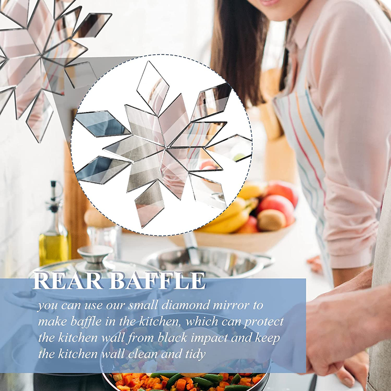 Azulejos de mosaico de espejo de cristal, 100 ~ 500 Uds., forma de rombo de diamante a granel, accesorio artesanal, suministros de decoración artística de pared para el hogar