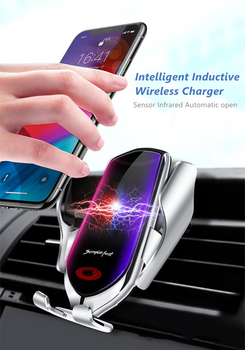 Automatische klemmung, infrarot-induktion, qi-autoladegerät mit schnellladefunktion für iphone 11 pro max, xs und samsung  s10 s20