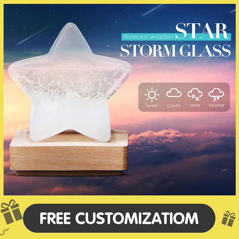 Weather Forecast Storm Glass Crystal Tempo Free Engraving Star Shape Ornaments Home Decor TQYBP-HX