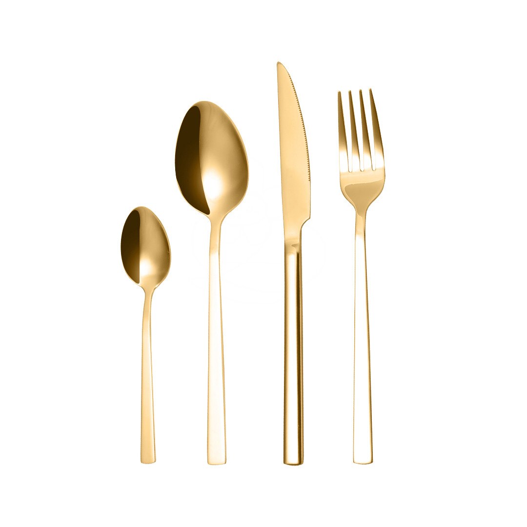 4Pcs 18/10 Stainless Steel Dinnerware Set Golden Cutlery Spoon Fork Knife Western Cutleri Silverware tableware Set Supplies: gold 4pcs