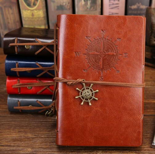 Agenda Vintage Pirate A5 A6 Agenda avec couverture en simili cuir carnet de notes Filofax pour école papeterie coréenne ou voyageur: Marron / S Size 105X145mm