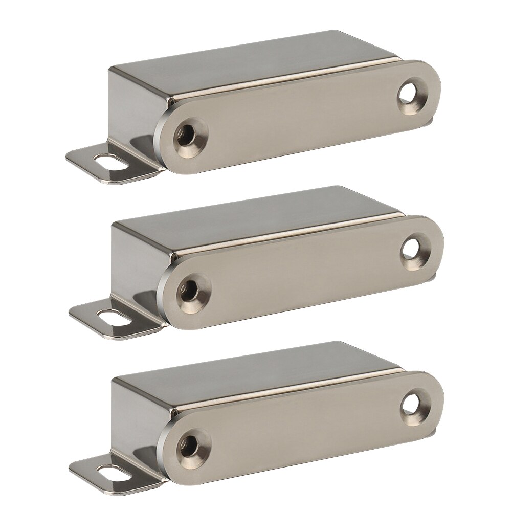 3pcs 25kg Stainless Steel Heavy Duty Pull Cabinet Cupboard Closet Magnetic Door Catch Smooth Home Furniture With Screws Kitchen