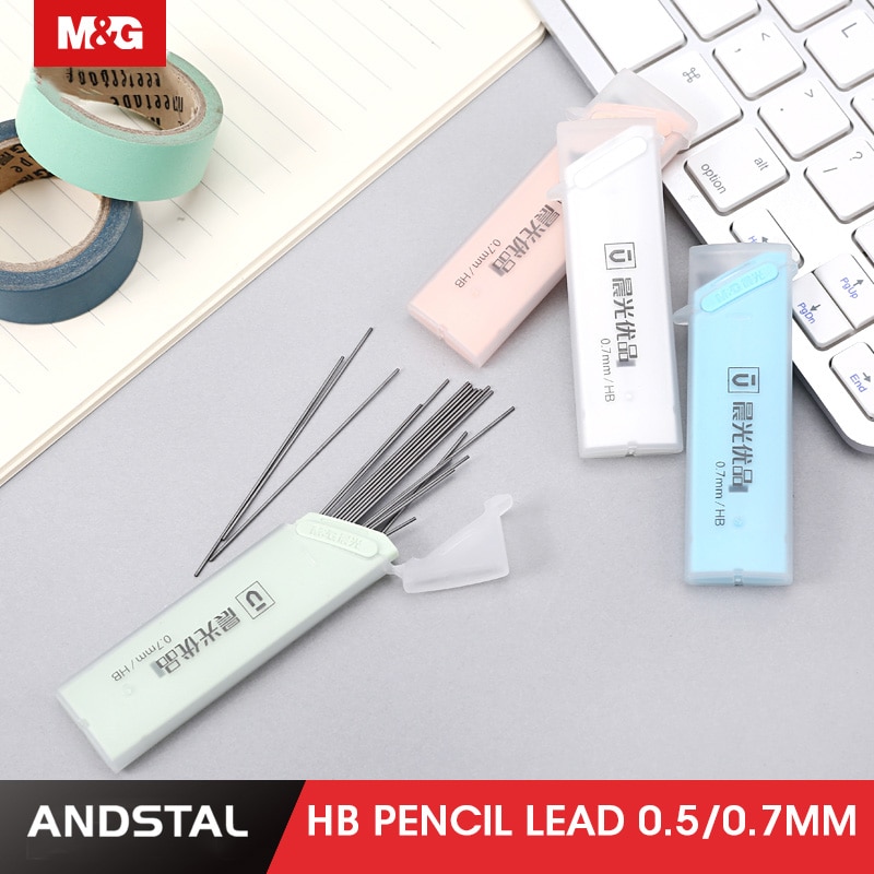 Andstal 400 stk blyantstifter  hb 0.5mm 0.7mm m & g grafitt bly mekanisk blyant påfylling plast automatisk erstatte blyantbly