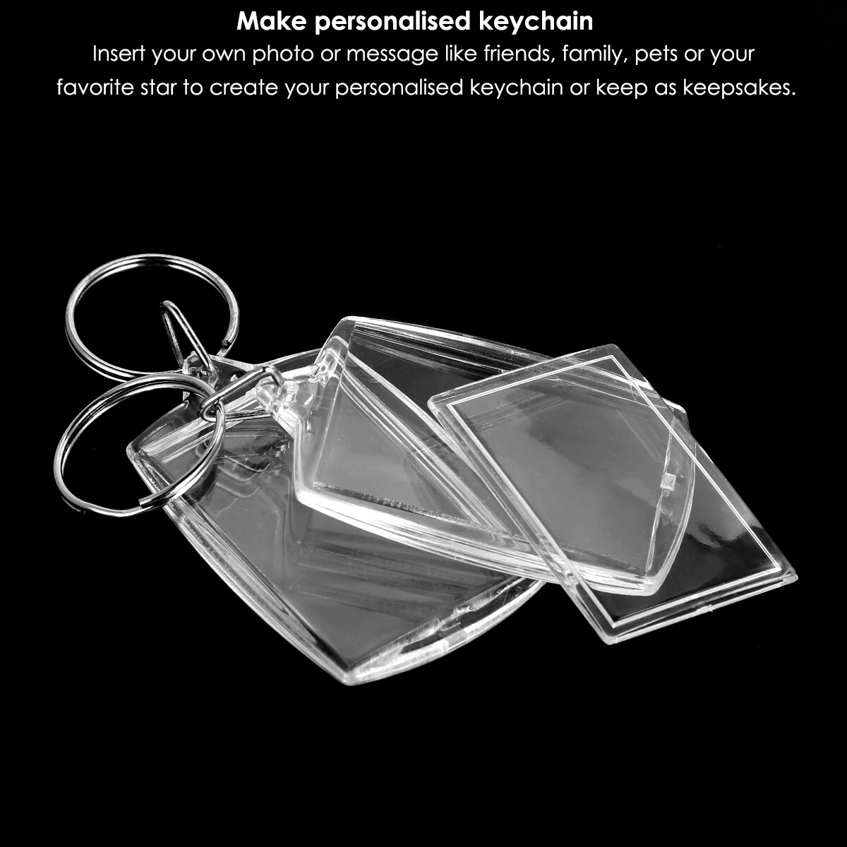 25/50PCS Transparent Blank Acrylic Key Chain Photo Picture Frame Keyring Keychain Key Holder Rectangle Photo Frame Key Ring