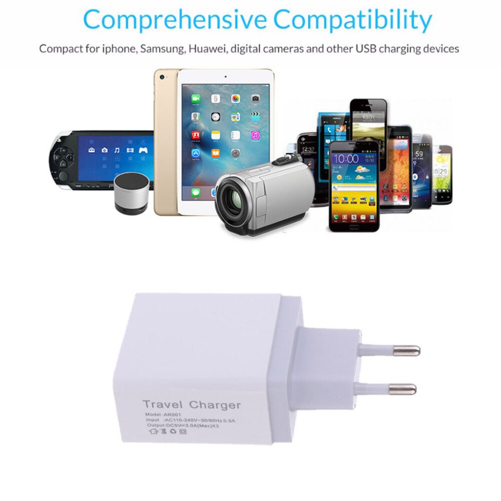 1/2/3 usb port 5v/4a vægoplader til hjemmerejser mobiltelefon ac strømadapter