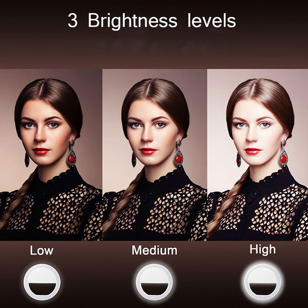 Universal Selfie Lamp Mobile Phone Lens For iPhone 8 7 6 Plus Samsung Portable Flash Ring 36 LEDS Luminous Ring Clip Light