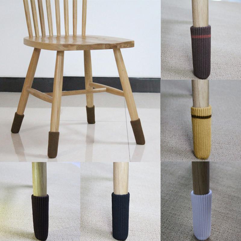 4 stk stol ben sokker fødder ærme borddækning skridsikker strikning uld gulvbeskyttelse møbelbeskytter tykkere dækbord