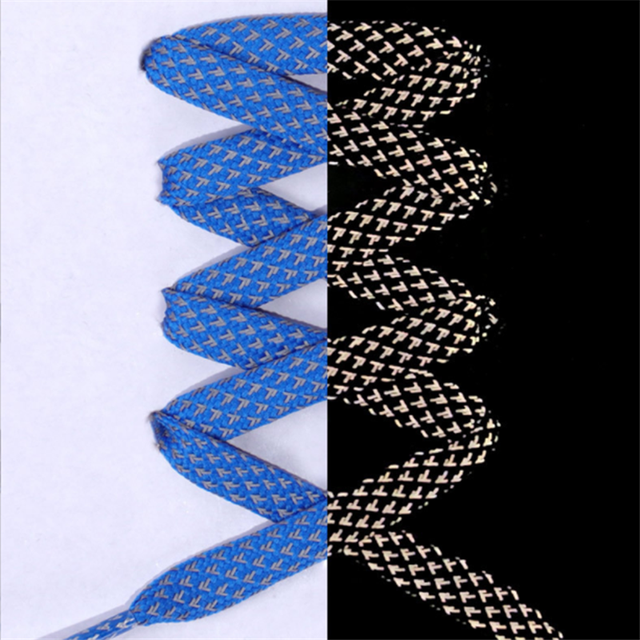 1 Paar 100Cm Reflecterende Schoenveters Lichtgevende Platte Schoenveters Schoenen Vrouw Man Casual Sport Veters Ronde Veters Accessoires: Blue