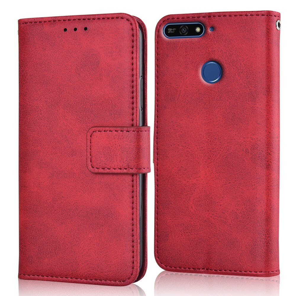 Für Huawei Y7 Fall Für Auf Y7 Coque Luxus Brieftasche Fall Für Huawei Y72018 Y7 Y 7 buch Flip Abdeckung Telefon Tasche: niu-Red