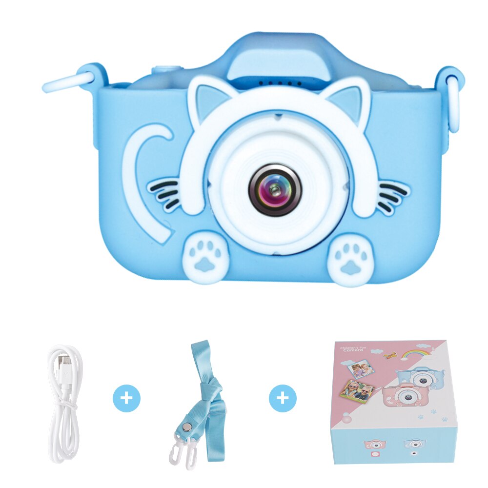 Kinder Mini Kamera Digital Foto 2,0 zoll Video Vorne Hinten Kamera Objektiv Pädagogisches Weihnachten Für Kinder Spielzeug Junge mädchen: Blau / Dual lens