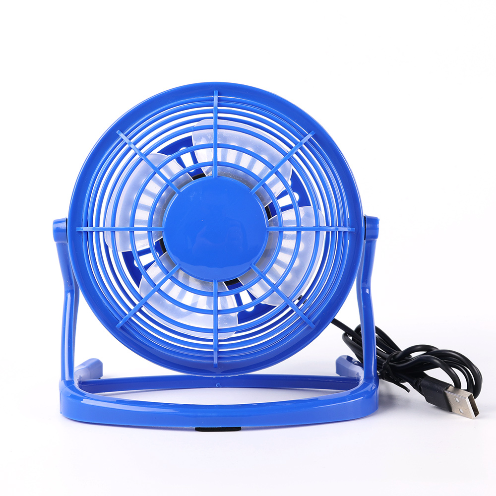Desk USB Silent Fan Cooler For Laptop Notebook PC Desktop Summer Cooling Fans 180 Degree Rotation 4 Blades USB Mini Fan: Blue
