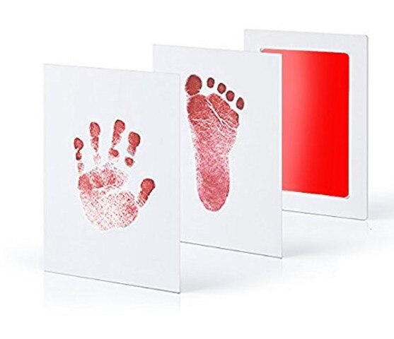 Baby Care Niet Giftig Baby Handafdruk Footprint Opdruk Kit Baby Souvenirs Pasgeboren Voetafdruk Stempelkussen Baby Tooth Mini Doos: Red