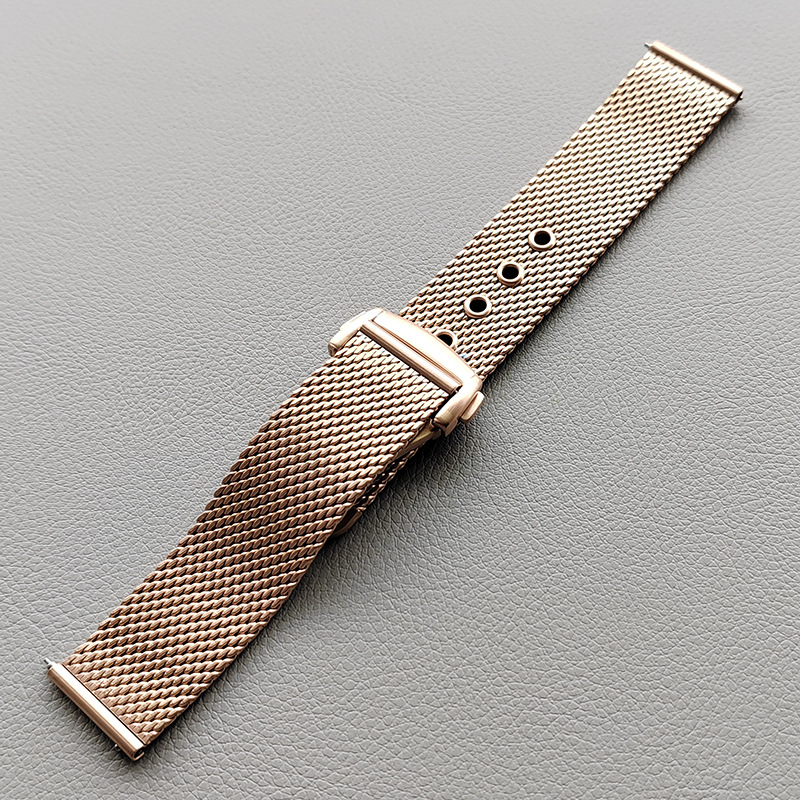 Bracelet de montre milanais en maille pour montre Omega Seamaster 007, métal haut de gamme en acier inoxydable avec fermoir pliant papillon 20mm 22mm: Blue White / 20mm