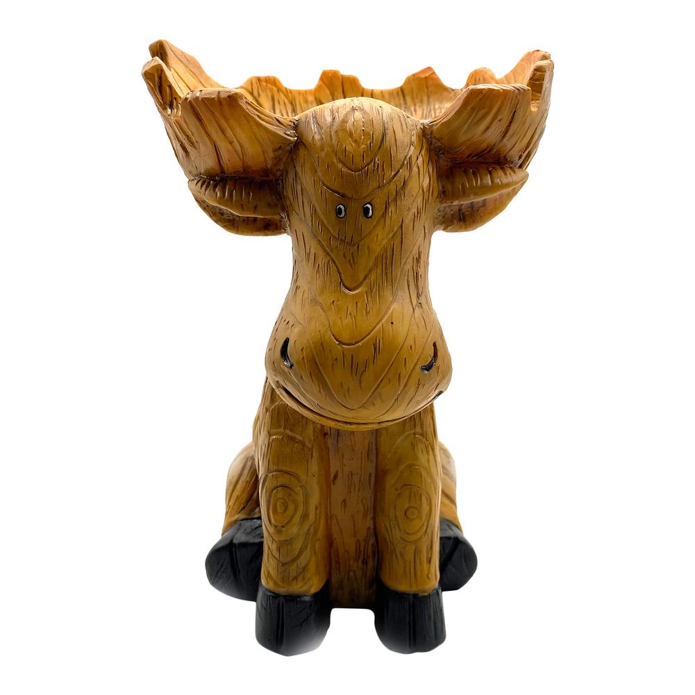 Outdoor Courtyard Resin Moose Statue Feeder Ornaments Simulation Moose Sitting Bird Feeder Accessories Supplies: Default Title