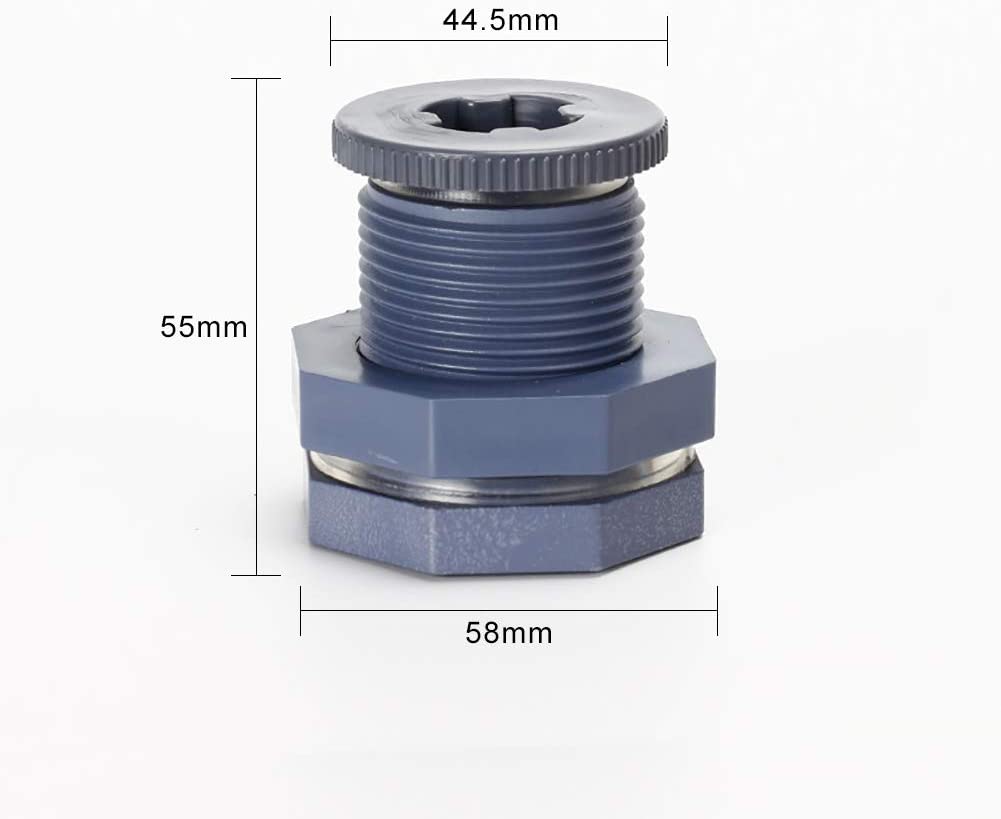 2 Pcs 3/4 Inch PVC Bulkhead Fitting Water Tank Connector + 4 mm Thick Silicon Seal Gasket for Rain Barrels, Aquarium,Tubs, Pool