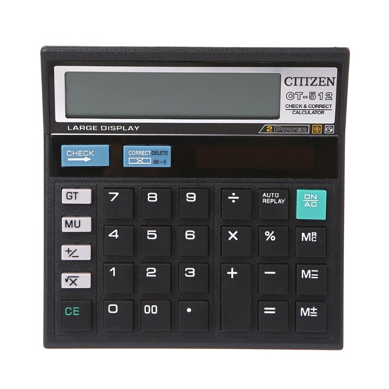 12-- cifret display videnskabelig lommeregner solbatteri dobbelt magt stort display kontor desktop lommeregner