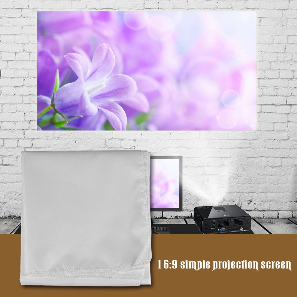 1pc White Translucent Portable Curtain Projection Projector Screen 16:9 For Outdoor Camping Open-Air Cinema