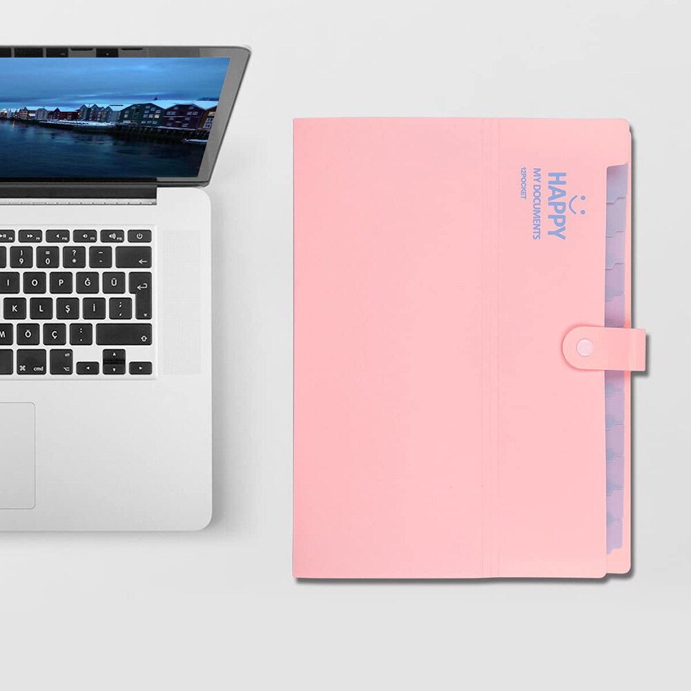 12 Pockets Plastic Expanding File Folders Accordion Document Organizer For Files Documents Cards Certificates Storage Case