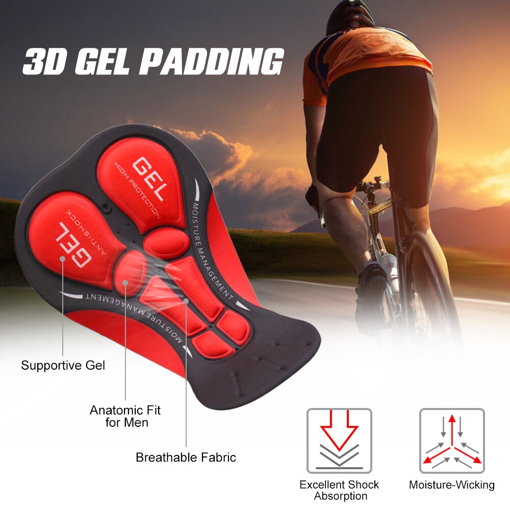 Men's Cycling Shorts Bicycle Shorts with Cushion Pad Shorts Tights Breathable 3D Gel Padding