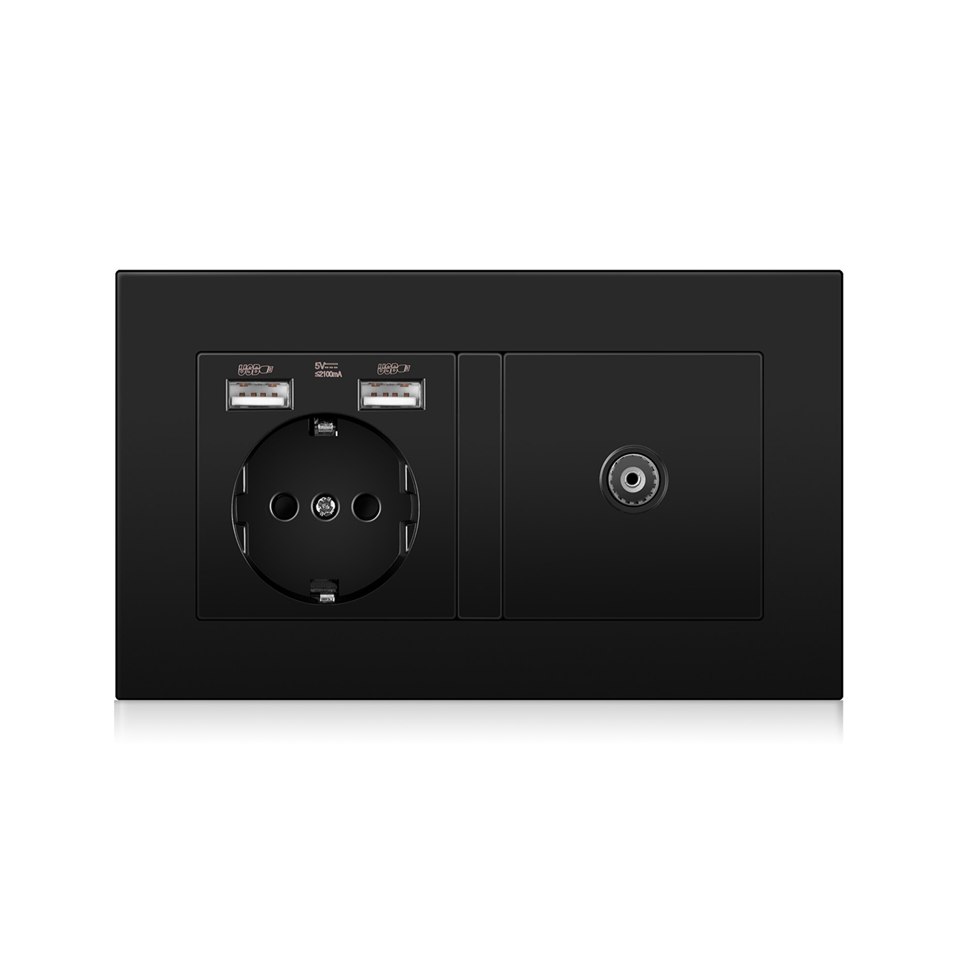 Germany home Wall Power Socket With DIY socket RJ45 switch TV computer Retardant PC panel 146*86mm Electricity outlet,Black: SocketTV