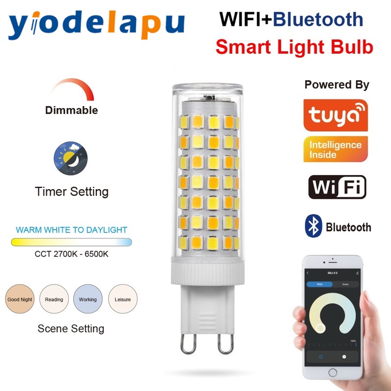 Tuya G9 luz inteligente regulable 2700K-6500K G9 WiFi 5W 6W 7W bombilla LED lámpara inteligente 230V compatible con Alexa Google Home Control de voz