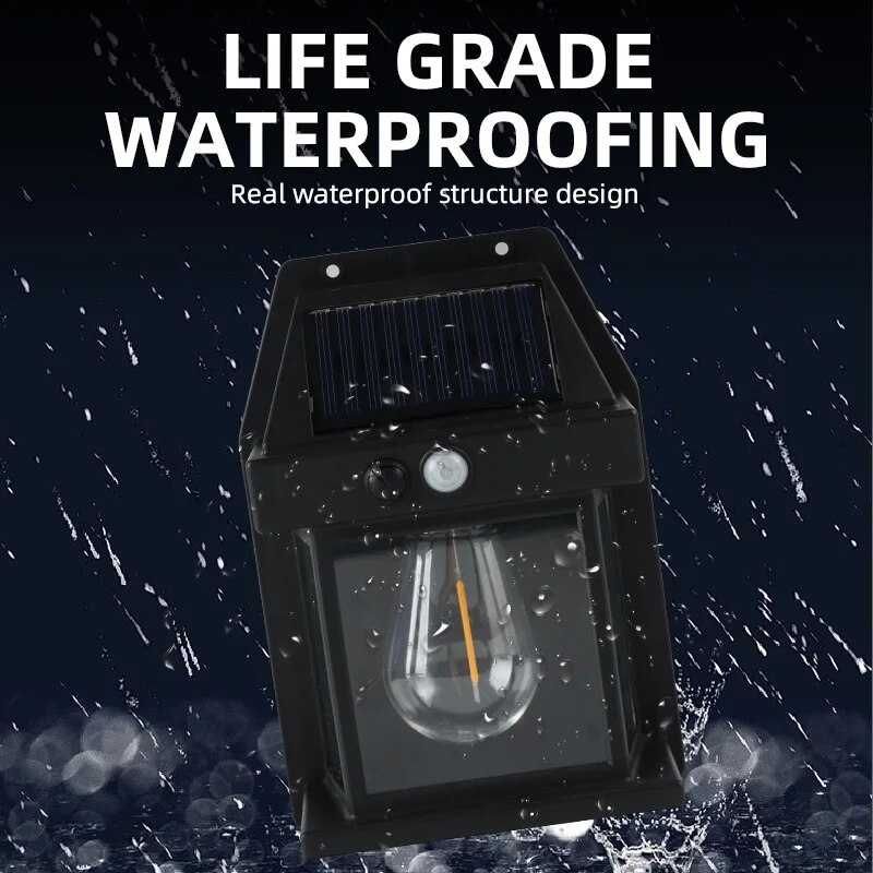 Outdoor Solar Wandlamp Waterdichte Wolfraam Gloeidraad Lamp Inductie Lamp Huishoudelijke Tuin Wandlamp Villa Verlichting Nachtlampje