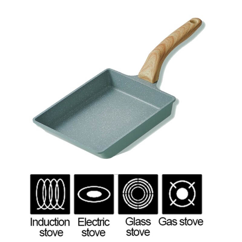 Japanese Stainless Steel Omelette Pan Nonstick Tamagoyaki Gas Egg Pan Retangle Small Frying Pan Pancakes for Stovetop: D