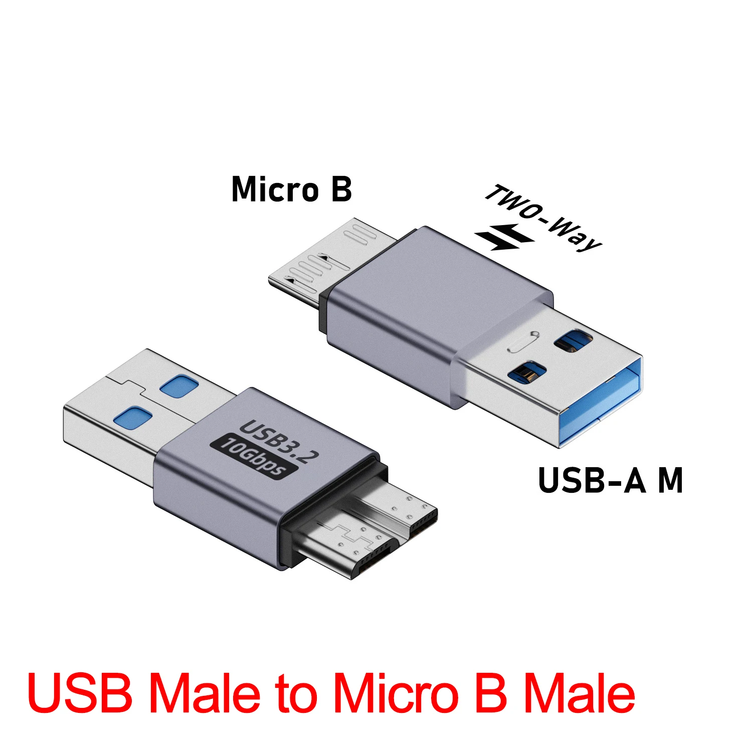 USB A Type C To Micro B Male To Female Adapters for External Hard Drive Disk HDD 10Gbps Super Speed Data Sync Converter: Yellow