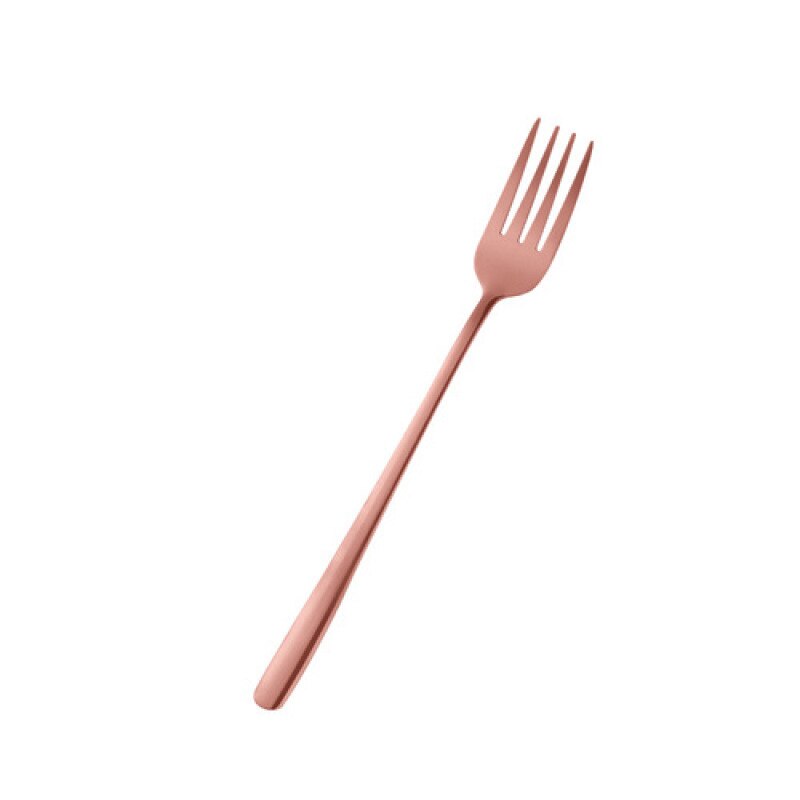 Stainless Steel Long Handle Dinner Fork 9 Colors Rainbow Fork Kitchen Hotel Supplies Restaurant Tableware Fork: Rose red