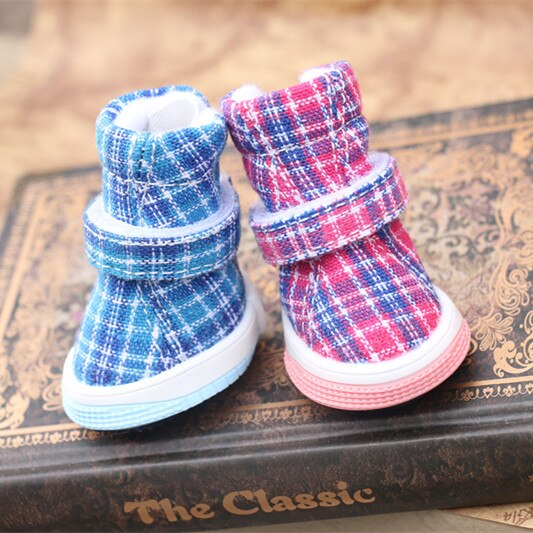 Plaid Warm Hond Schoenen Waterdicht Anti-Slip Schoenen Huisdier Voor Kleine Puppies Rassen Kat Herfst En Winter Sneeuw Boot accessoires 4 Stks/partij