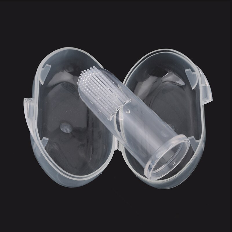 Silicone escova de dentes + caixa bebê dedo escova de dentes crianças limpo macio silicone infantil escova de limpeza de borracha do bebê