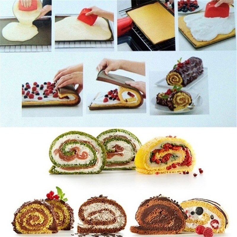 Silikon bakematte gjør-det-selv kakeunderlag non-stick stekeovn liner swiss roll bakeware