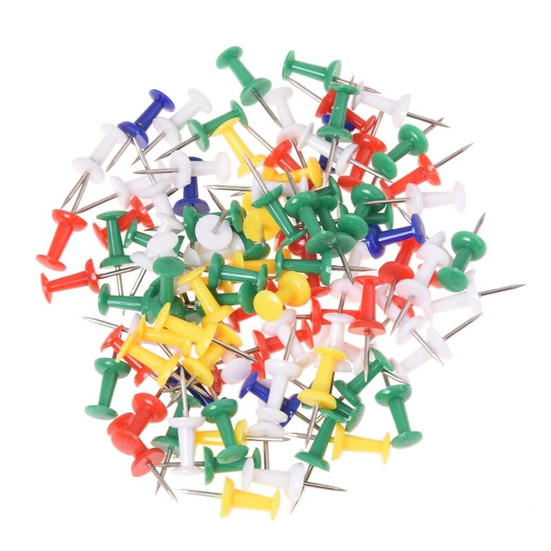 100 stk farvet push pin tegning kort pins bemærker kontorskole