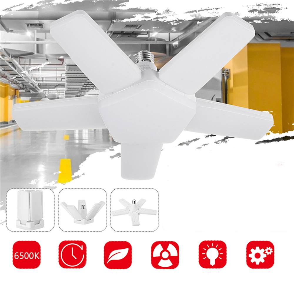 100W Garage Lamp Vervormen Licht Opvouwbare Fan Blade Led Hanglamp E27 Lamp 360 Graden Hoek Verstelbare Plafondlamp AC110-265V