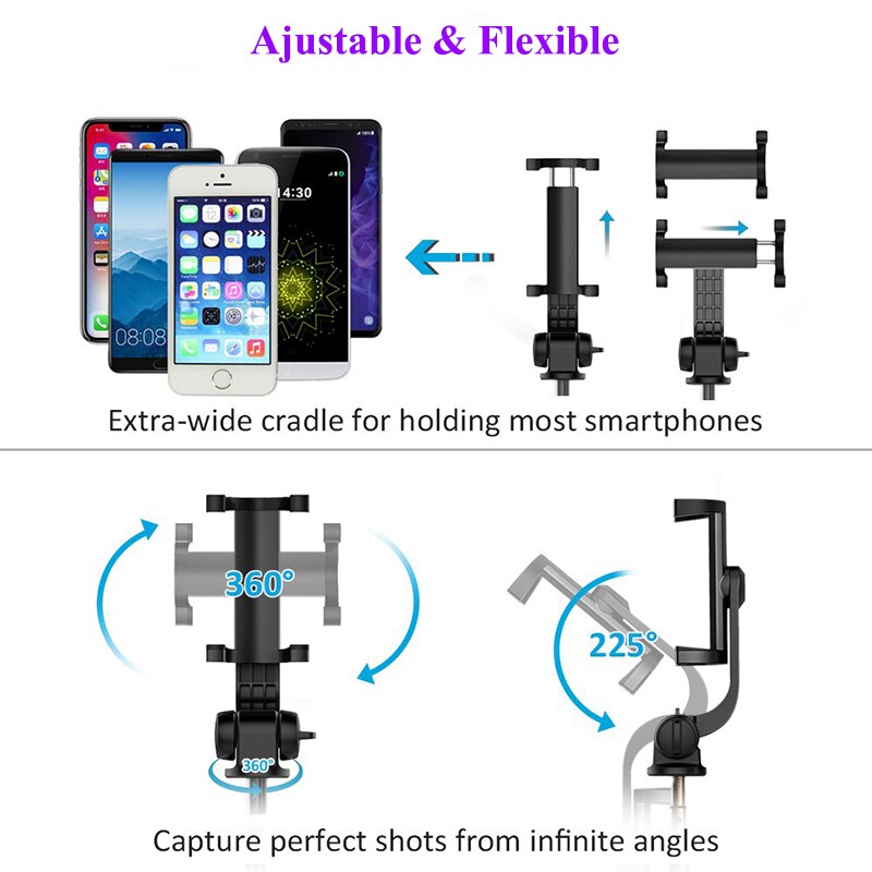 Wireless Bluetooth Flexible Selfie Stick Tripod Smartphone Selfie Button For iPhone X XS 8 Plus Handheld Monopod Shutter Remote