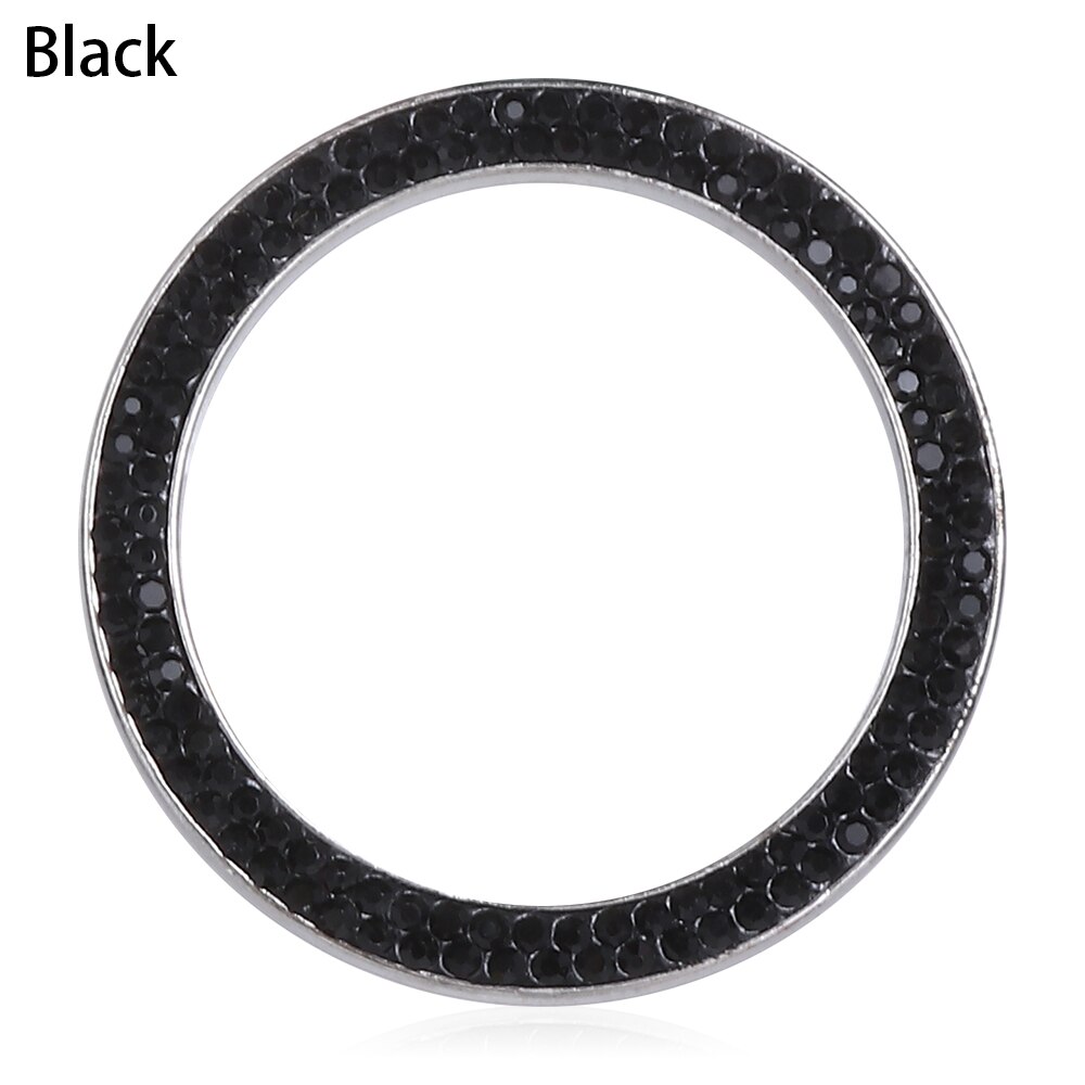 Auto's Start Stop Ontsteking Drukknop Cover Auto's One-Key Motor Strass Diamant Kristallen Ring DIY Auto Decoratie: Black