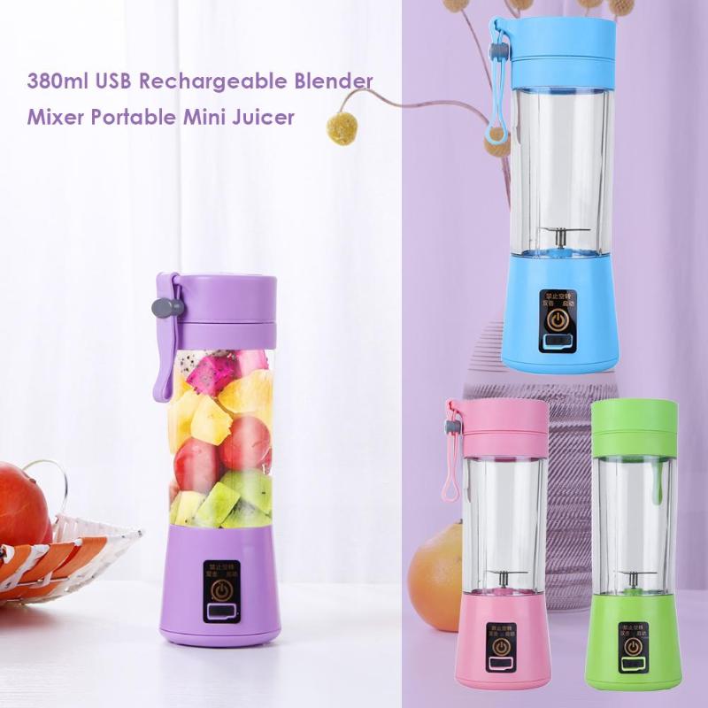 Vaso exprimidor eléctrico de 380ml, licuadora recargable por USB, máquina mezcladora, Mini licuadora de zumo, mezcladora rápida, procesador de alimentos,