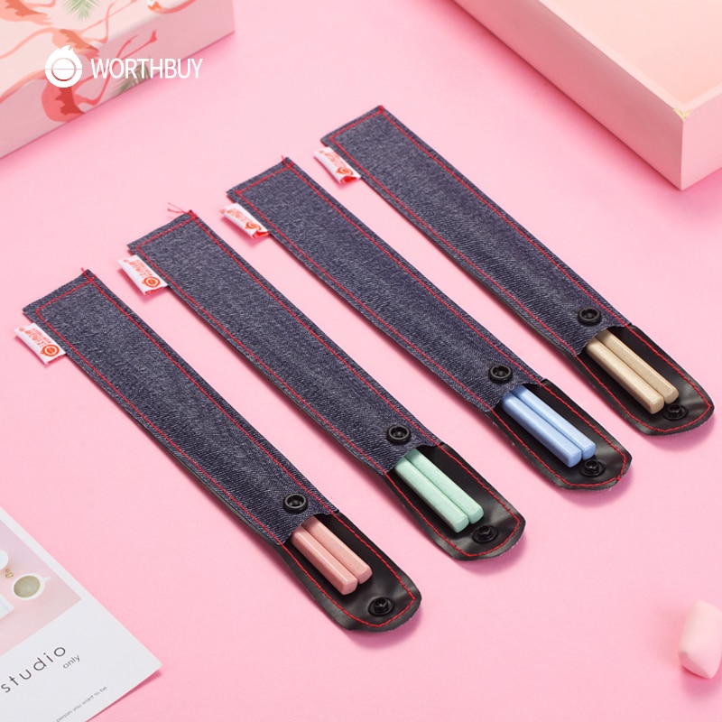 WORTHBUY Chinese Chopsticks Portable Travel Chopsticks 304 Stainless Steel Chop Sticks Wheat Straw Handle Food Stick Sushi Hashi