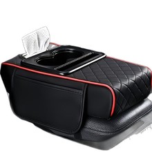 Universal Car Armrest Box Heightener Pad - Multifunctional Extended Auto Center Console Cushion with Built-in Tissue Box for Enh: Red